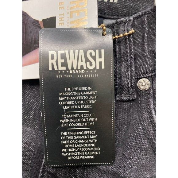 Rewash Brand Mom Curve Jeans Women's 24 Faded Black Destructed Frayed High Rise - Picture 11 of 12